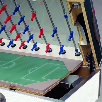 Preview: Kurbler Tischfußball Fußballtisch Drehfußballtisch Garlando Olympic Outdoor mit Glasabdeckung und mechanischem Münzprüfer